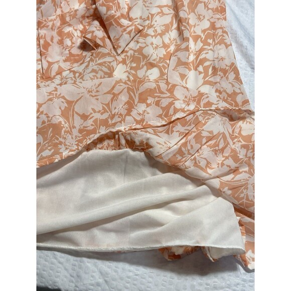 Japna Womens Sleeveless Dress Size Medium Coral Peach Color Lined Ruffled V Neck - Picture 4 of 7